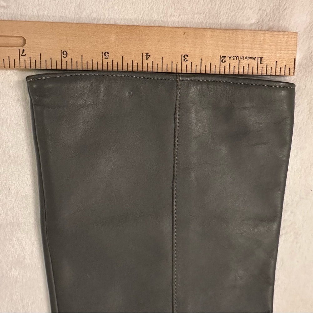 Vintage FRYE Dark Gray Leather Pull On Tall Heeled Boot Sz 7M C2163 cuff or tall - Picture 14 of 14